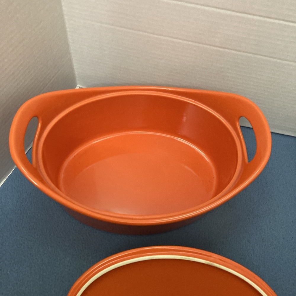 Rachael Ray Orange 4.25 Qt Stoneware Casserole Dish with Matching Lid & Handles - Picture 5 of 9